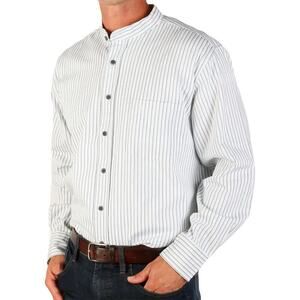 Celtic Ranchwear Grandfather Shirt Blue White Stripe XL Cotton Casual